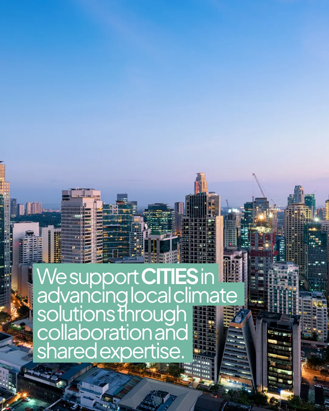 We support cities in identifying practical climate priorities and connecting with partners to advance local solutions that reduce emissions and improve everyday life.